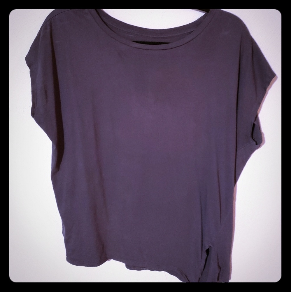 LOFT Grey Blue Tie waist tee